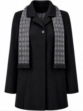 Vintage Cabin Creek Wool Coat Womens 14 Black Mid Length Heavy Pea Coat 90s